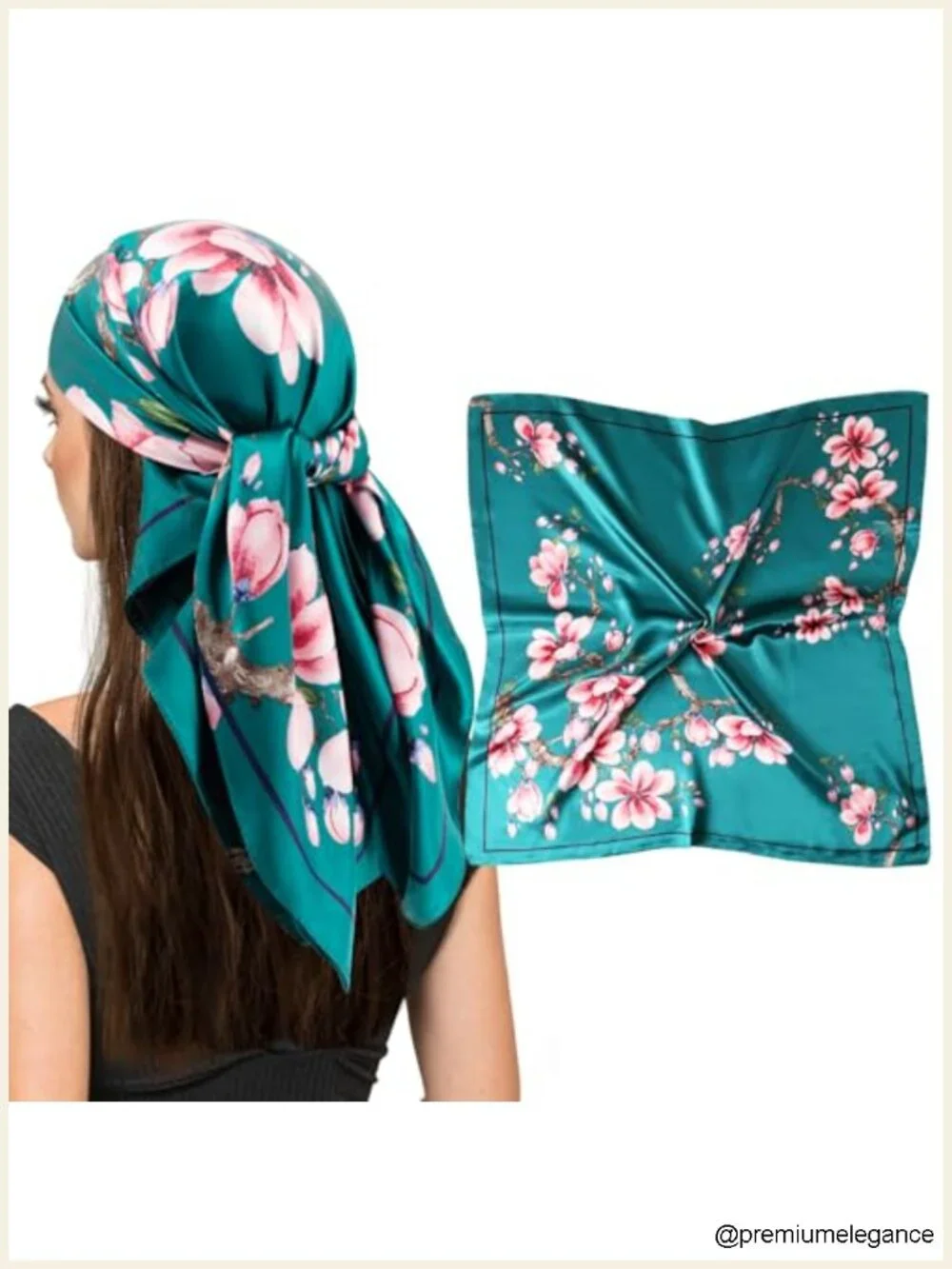 Silk Like Satin Square Scarf for Hair Wrapping, 35